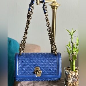 Bottega Veneta Royal Blue Woven Crossbody Bag